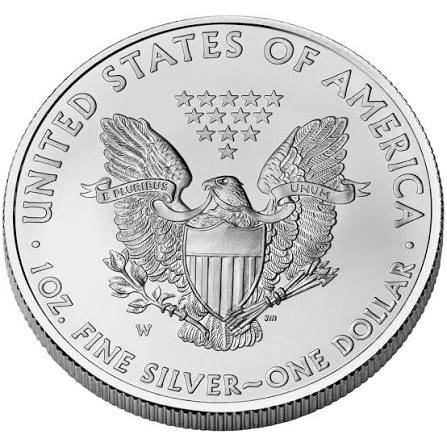 2008-W Burnished Standard Silver Eagle with satin finish showing the W mint mark and standard 2008 reverse lettering